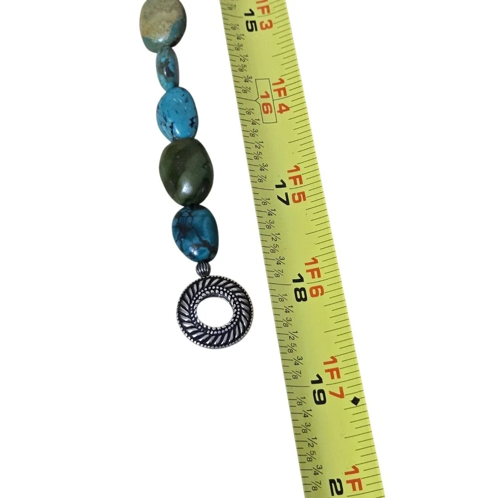 Carolyn Pollack Relios 925 Kingman Turquoise Beaded Necklace Bracelet Set Toggle